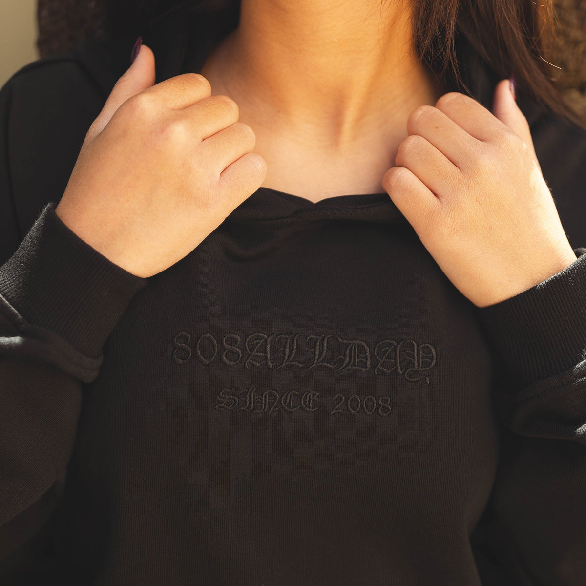 808ALLDAY Men's Premium Embroidered Black Hoodie – 808allday