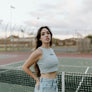808ALLDAY Women's Grey Ribbed Crop Tank