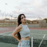 808ALLDAY Women's Grey Ribbed Crop Tank