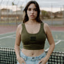 808ALLDAY Women's Army Green Crop Tank
