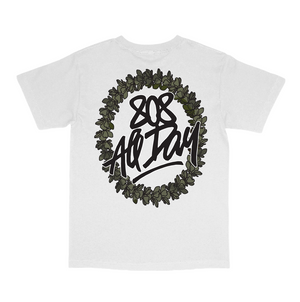 808ALLDAY White Circle Tag Lei T-Shirt
