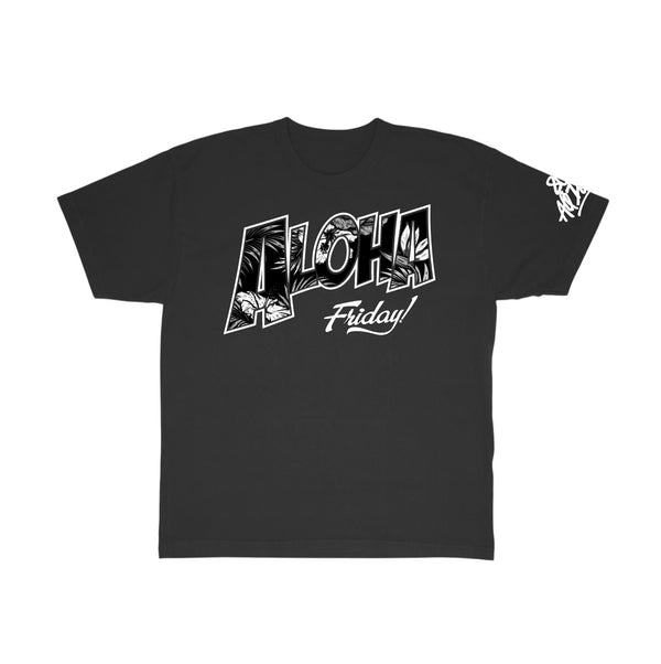 808ALLDAY Premium Max Heavyweight Black Aloha Friday Tee