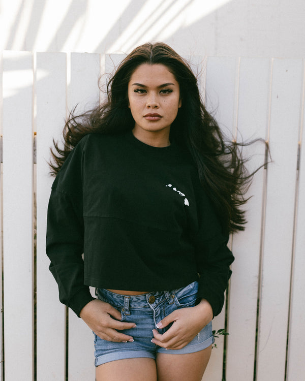 808ALLDAY Women's Heavyweight Black Jersey Crop L/S