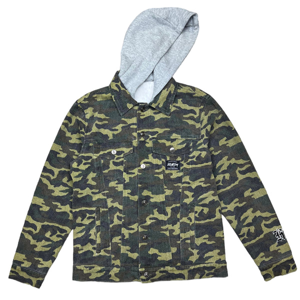 808ALLDAY Camo Denim Hooded Jacket