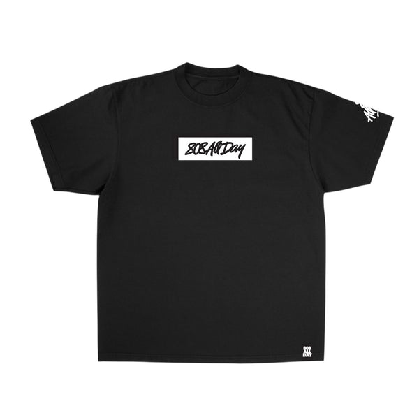 808ALLDAY Premium Max Heavyweight Black Box Script Tee