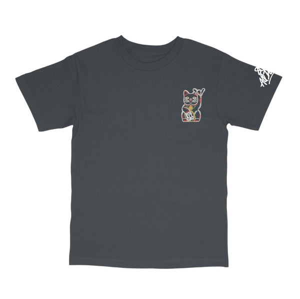 808ALLDAY Charcoal Neon Lucky Cat T-Shirt