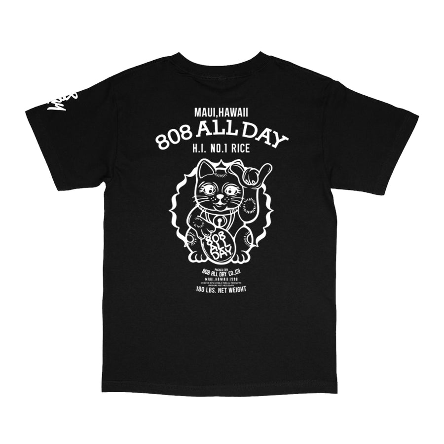 808ALLDAY Rice Bag Lucky Cat Black T-Shirt