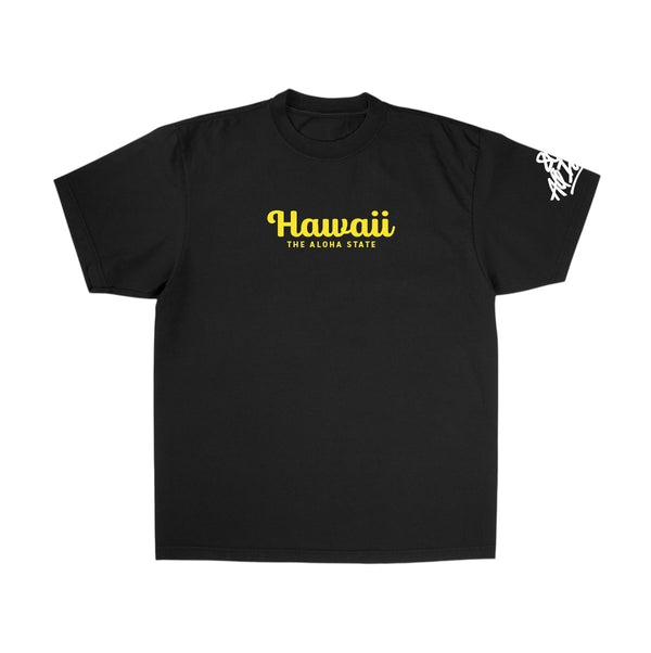 808ALLDAY Premium Max Heavyweight Black/Yellow Aloha State Tee
