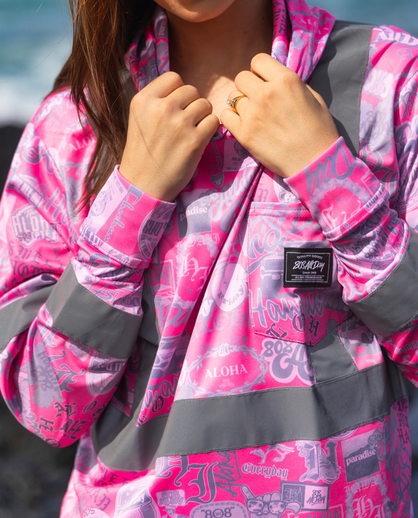 808ALLDAY Hooded Neon Pink Dri Fit Performance L/S