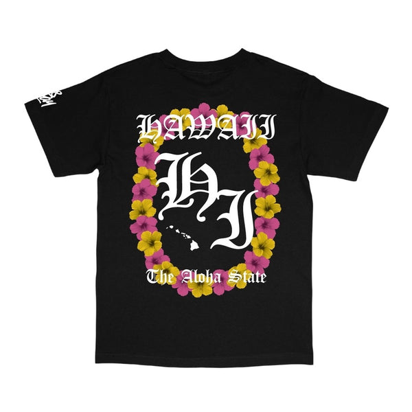 808ALLDAY Black Hibiscus Lei T-Shirt