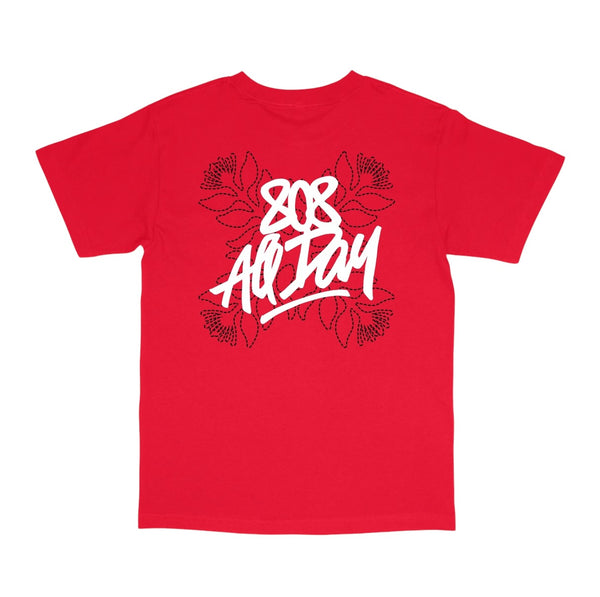 808ALLDAY Red Quilt Puff Print Tag T-Shirt