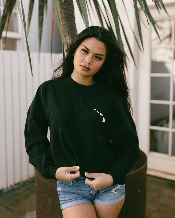 808ALLDAY Women's Heavyweight Black Jersey Crop L/S