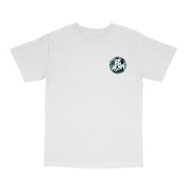 808ALLDAY White Floral Circle Tag T-Shirt