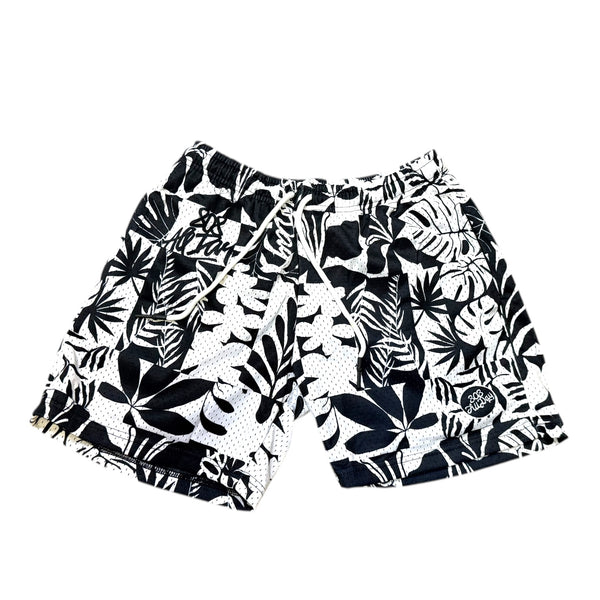 808ALLDAY Black/ White Box Floral Mesh Shorts