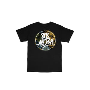 808ALLDAY Toddler/Youth Black Floral Circle Tag Tee