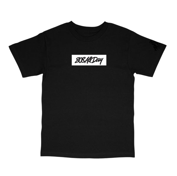 808ALLDAY Box Script Black T-Shirt