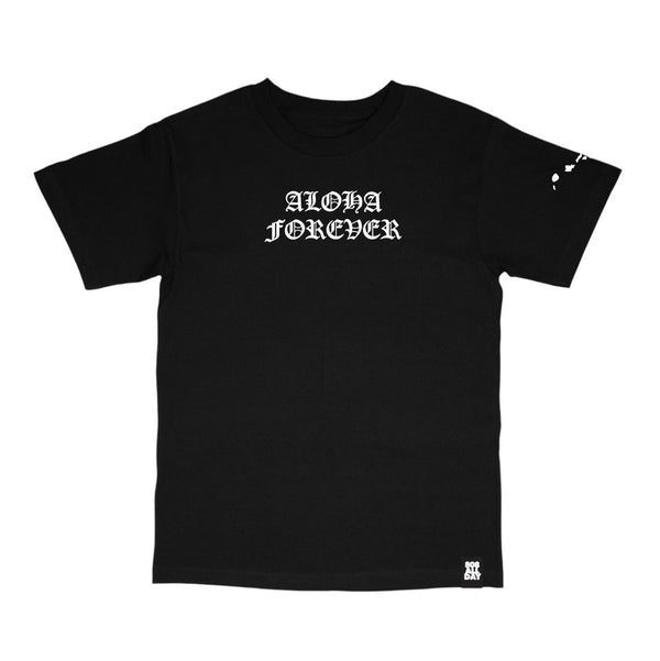 808ALLDAY Aloha Forever Puff Print Black T-Shirt