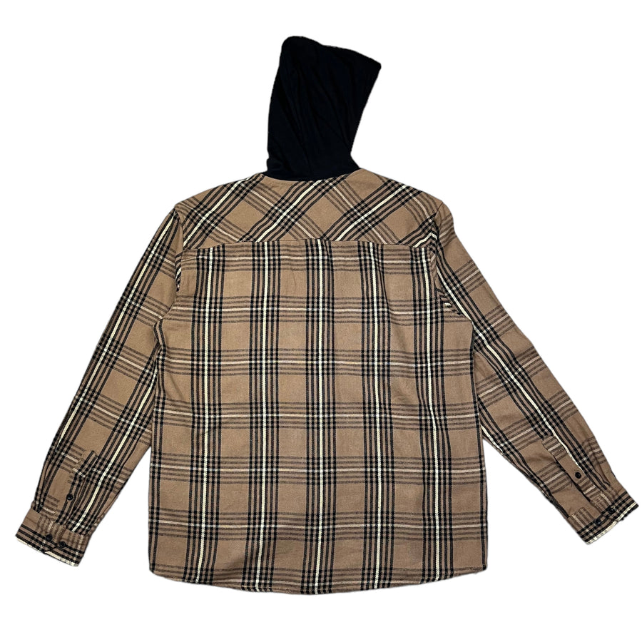 808ALLDAY Tan/Black Hooded Flannel