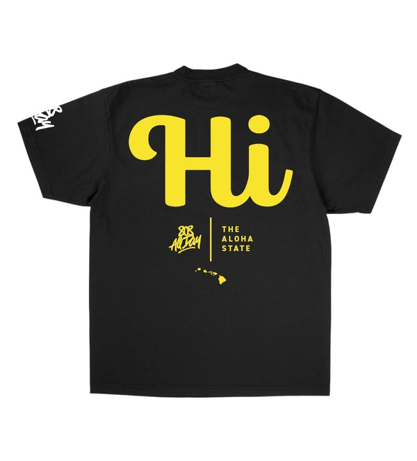 808ALLDAY Premium Max Heavyweight Black/Yellow Aloha State Tee