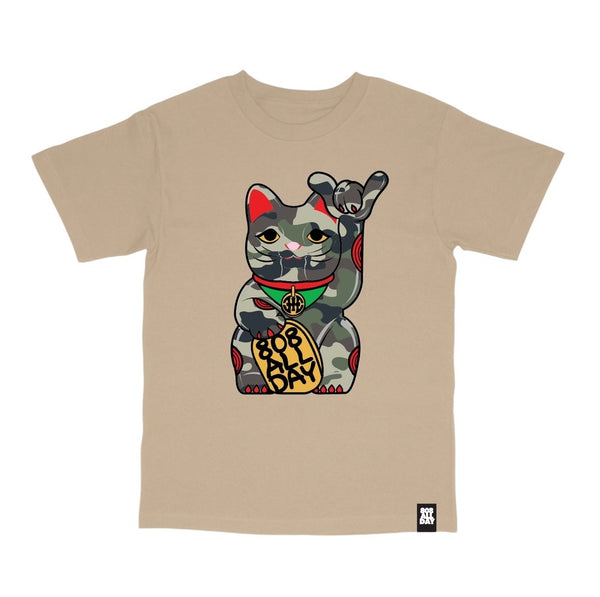 808ALLDAY  Camo Lucky Cat Sand T-Shirt