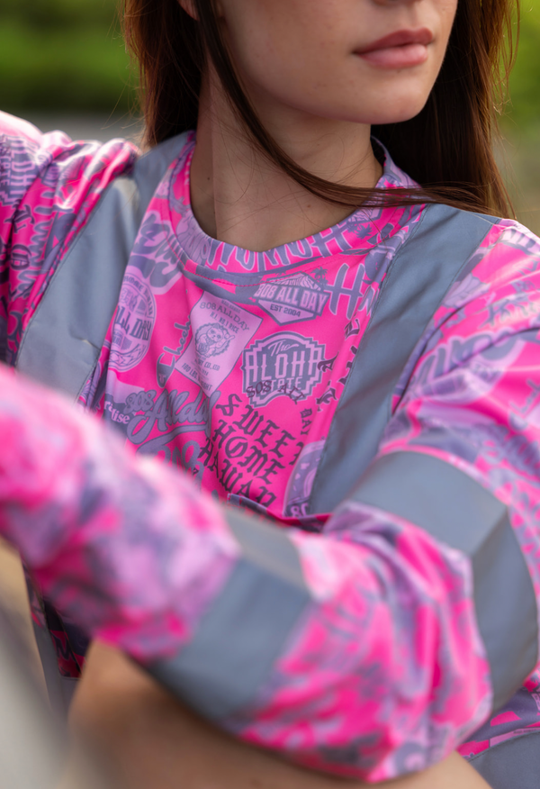 808ALLDAY Neon Pink Reflective Dri Fit Performance L/S