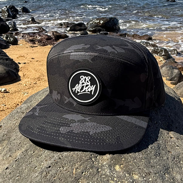 808ALLDAY Fish Camo Circle Tag Water Tech Snapback