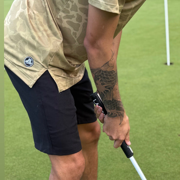808ALLDAY Men's Sand Tonal Island Camo Golf Polo