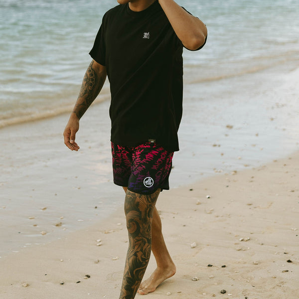 808ALLDAY X BUDZ&BADDIEZ Island Wide Pink Fade Boardshorts