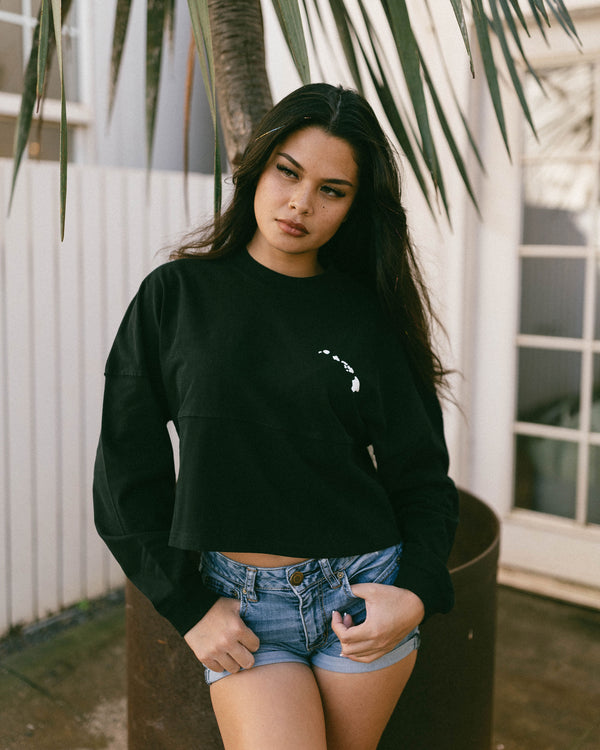 808ALLDAY Women's Heavyweight Black Jersey Crop L/S