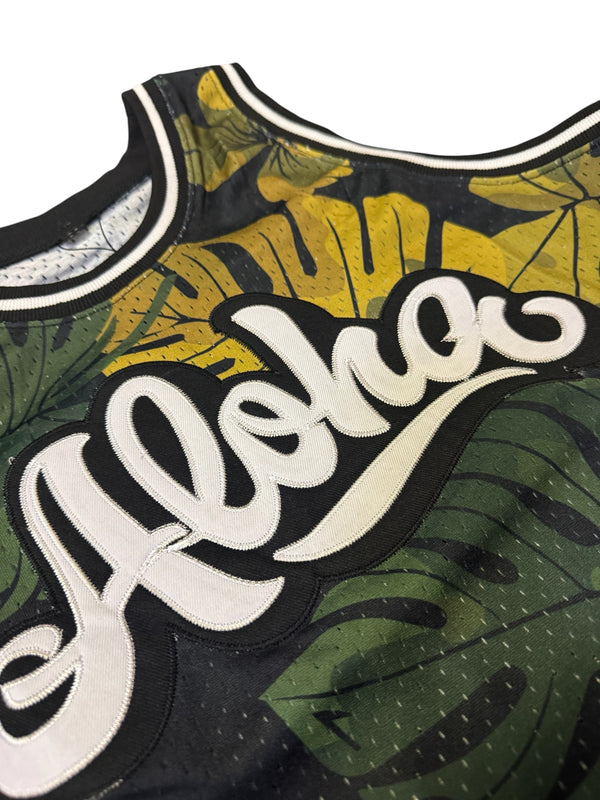808ALLDAY Green Floral Aloha Basketball Jersey