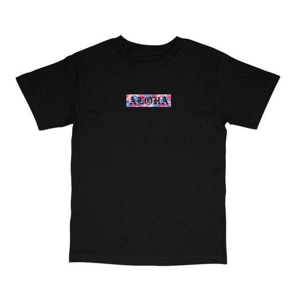 808ALLDAY Floral Aloha OE Box Logo Black T-Shirt
