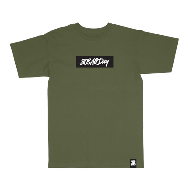 808ALLDAY Box Script Olive T-Shirt