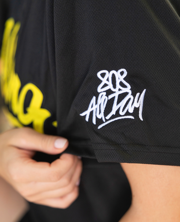 808ALLDAY Black Aloha Baseball Jersey