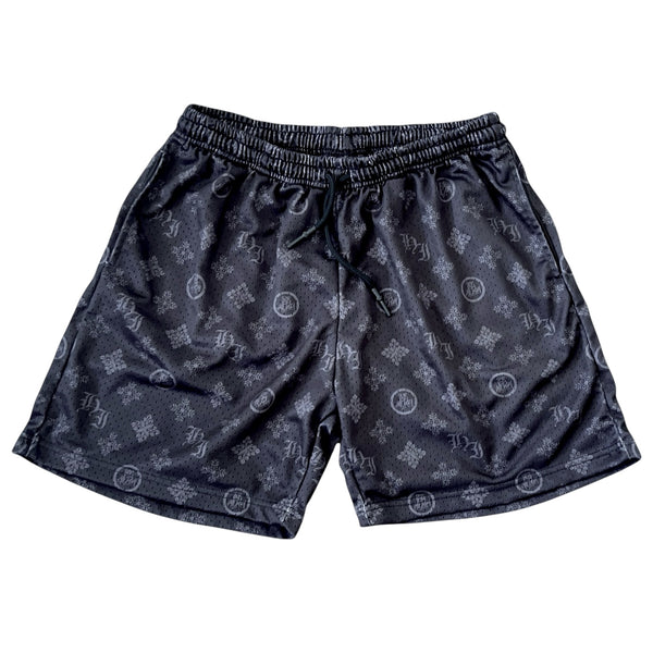 808ALLDAY HI Monogram Black Mesh Shorts