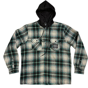 808ALLDAY Black / Teal Quilted Hooded Flannel