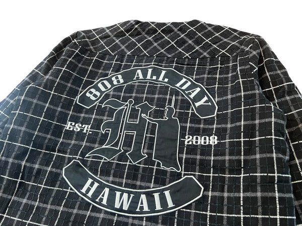 808ALLDAY Black Quilted Hooded Flannel