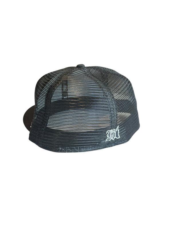 808ALLDAY New Era 59Fifty Black/Metallic Silver Flagship Sticker Fitted Cap
