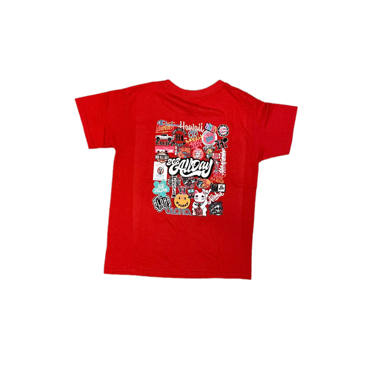 808ALLDAY Toddler/Youth Mash Up Logos Red T-Shirt