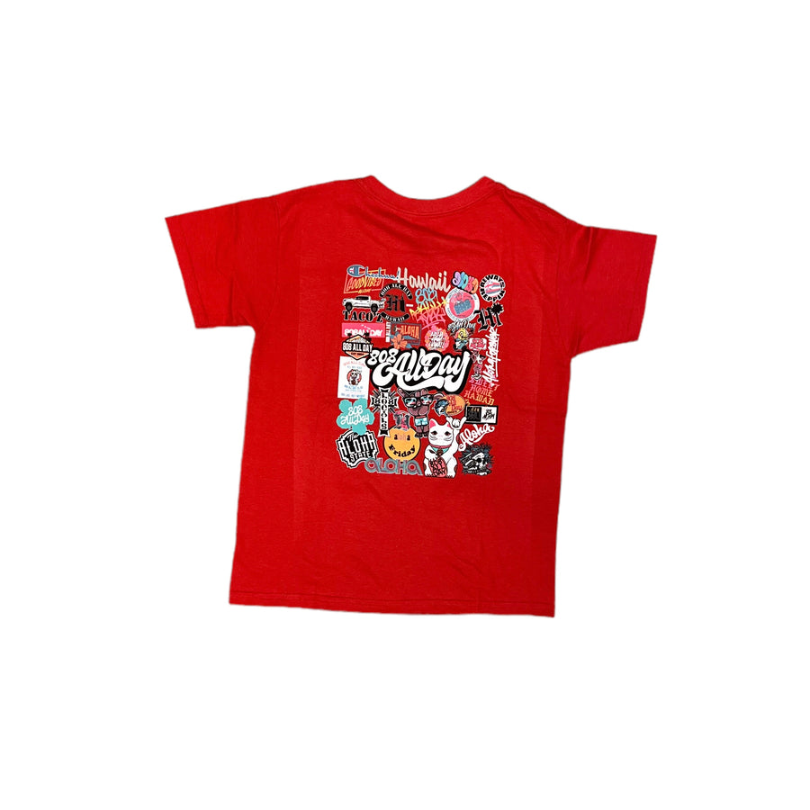 808ALLDAY Toddler/Youth Mash Up Logos Red T-Shirt