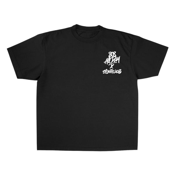 808ALLDAY Premium Max Heavyweight Black 7Sketches Color Tee