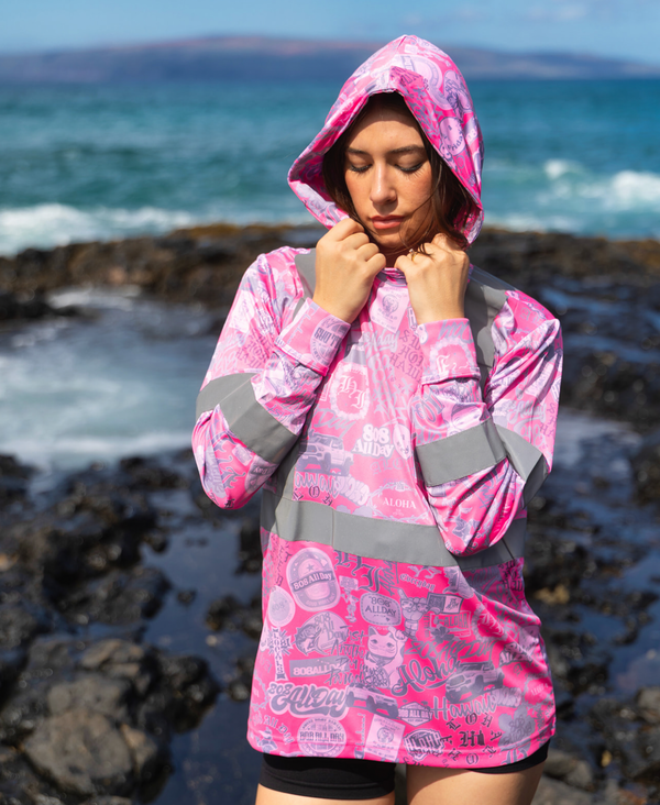 808ALLDAY Hooded Neon Pink Dri Fit Performance L/S