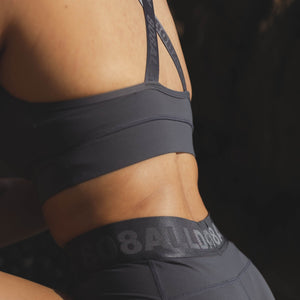 808ALLDAY Women's Graphite Branded Straps Sports Bra