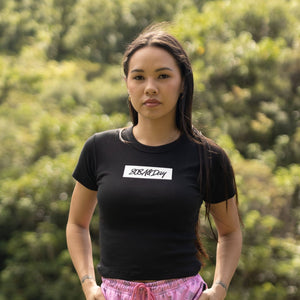 808ALLDAY Women's Black Box Script Tee