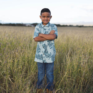 808ALLDAY Toddler/Youth Camo Jade Plumeria Button Up