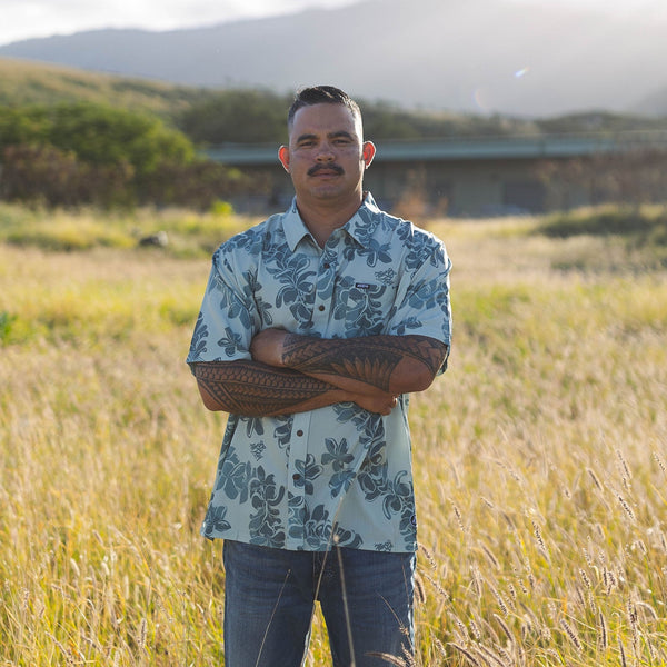 808ALLDAY Men's Camo Jade Plumeria Button Up