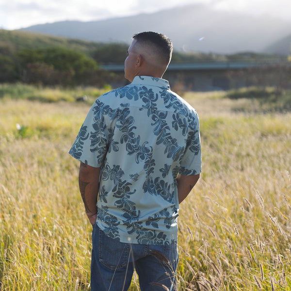 808ALLDAY Men's Camo Jade Plumeria Button Up