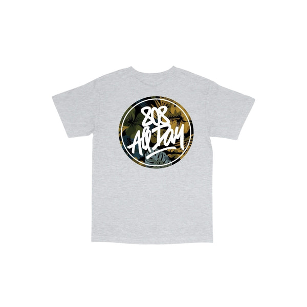 808ALLDAY Toddler/Youth Grey Floral Circle Tag Tee