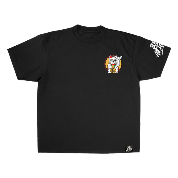 808ALLDAY Lucky Cat Max Heavyweight Black T-Shirt