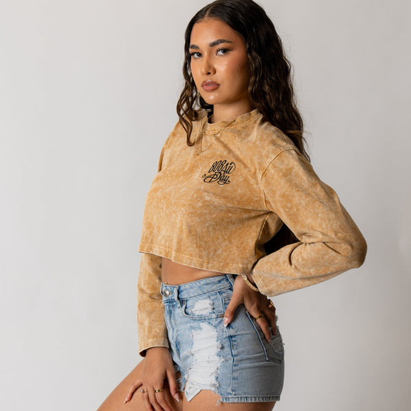 808ALLDAY Women's Vintage Dyed Paradise Rust Crop L/S