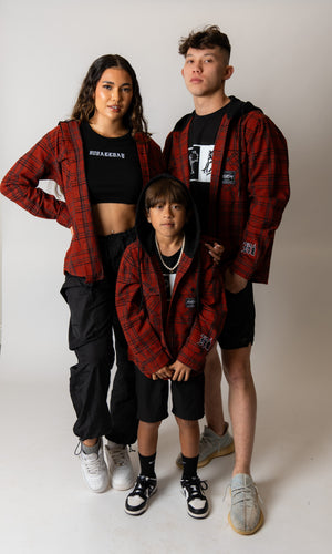 808ALLDAY *Youth / Toddler  Red / Black Hooded Flannel